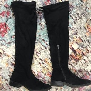 Over the knee black suede boots